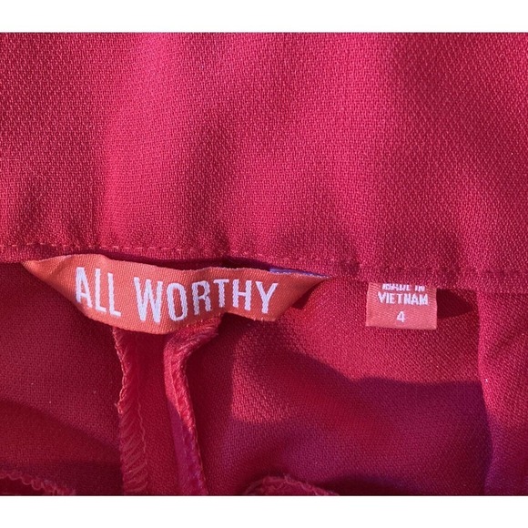 NEW All Worthy Belted Hunter McGrady Ankle Pants Size 4 Women’s Red - Picture 3 of 9